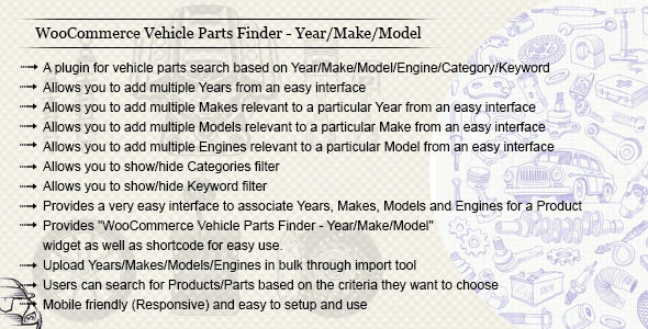 WooCommerce Vehicle Parts Finder - Make/Model/Year
