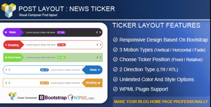Post Layout : News Ticker for Visual Composer